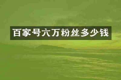 百家号六万粉丝多少钱