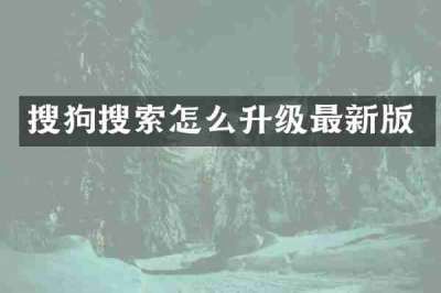 搜狗搜索怎么升级最新版