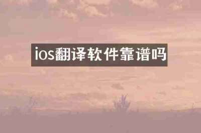 ios翻译软件靠谱吗