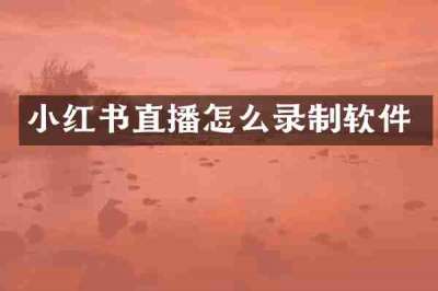 小红书直播怎么录制软件