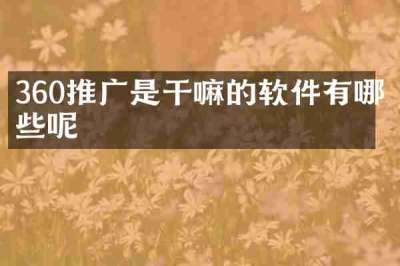 360推广是干嘛的软件有哪些呢