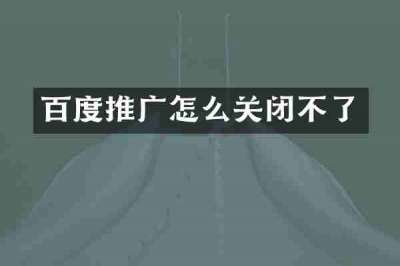 百度推广怎么关闭不了