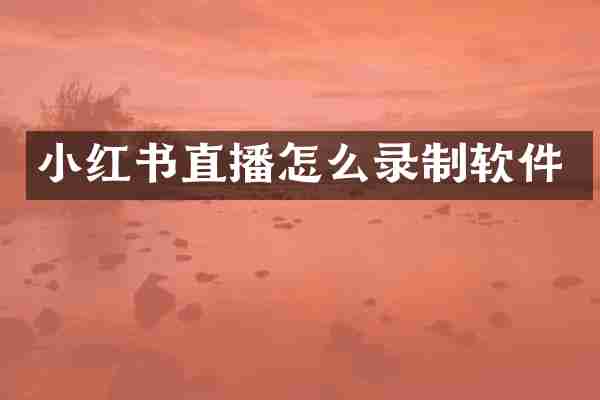 小红书直播怎么录制软件