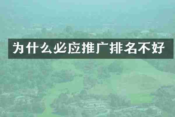 为什么必应推广排名不好