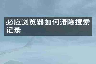必应浏览器如何清除搜索记录