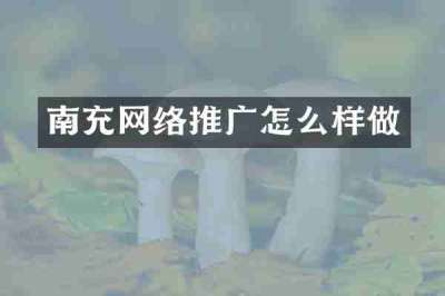 南充网络推广怎么样做