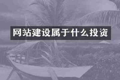 网站建设属于什么投资