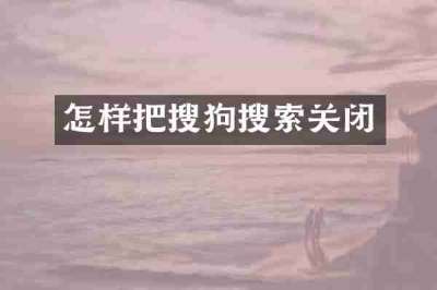 怎样把搜狗搜索关闭