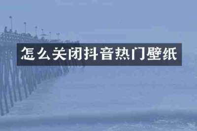 怎么关闭抖音热门壁纸