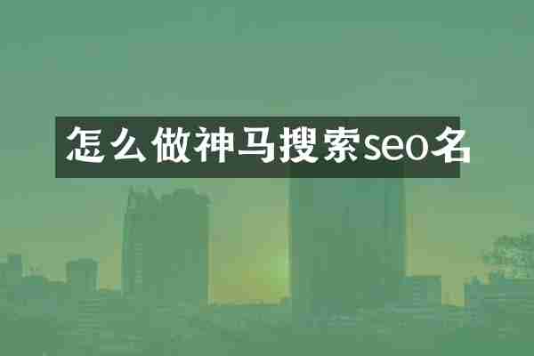 怎么做神马搜索seo名