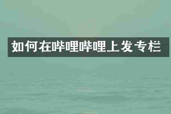 如何在哔哩哔哩上发专栏