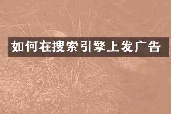 如何在搜索引擎上发广告