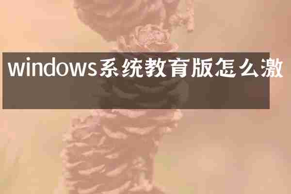 windows系统教育版怎么激活