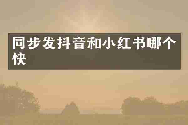 同步发抖音和小红书哪个快