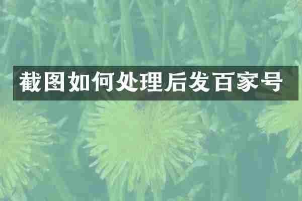 截图如何处理后发百家号