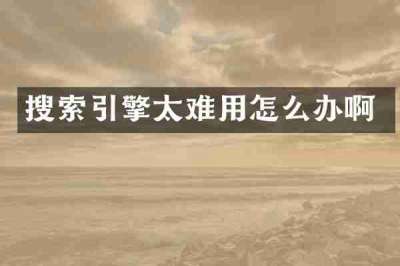 搜索引擎太难用怎么办啊