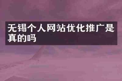 无锡个人网站优化推广是真的吗
