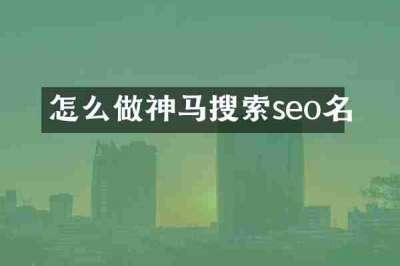 怎么做神马搜索seo名