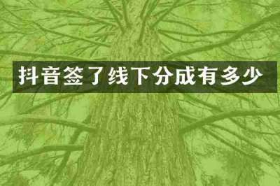 抖音签了线下分成有多少