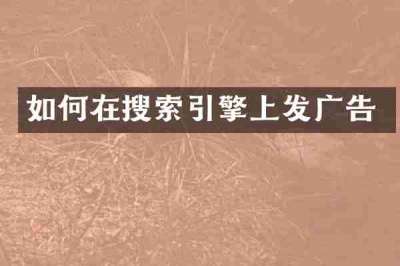 如何在搜索引擎上发广告