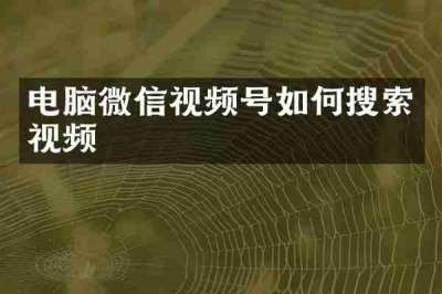 电脑微信视频号如何搜索视频