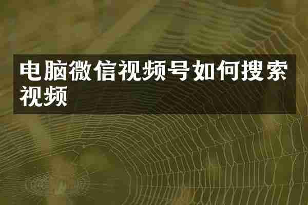 电脑微信视频号如何搜索视频