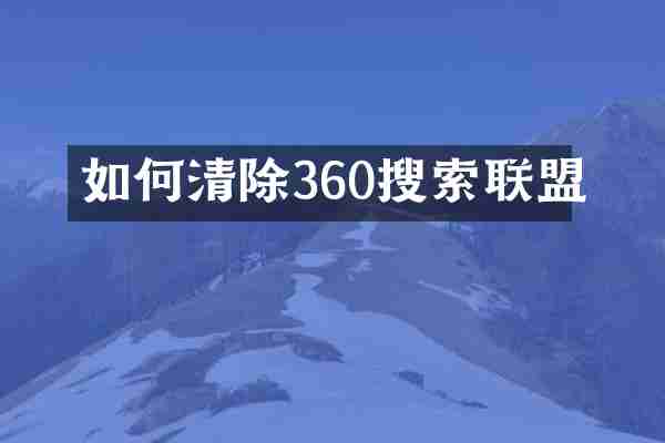如何清除360搜索联盟
