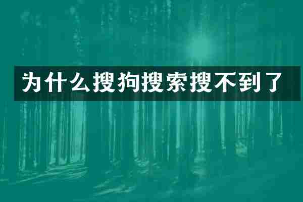 为什么搜狗搜索搜不到了