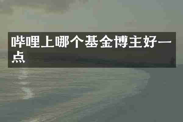 哔哩上哪个基金博主好一点
