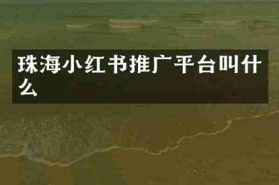 珠海小红书推广平台叫什么