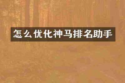 怎么优化神马排名助手