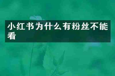 小红书为什么有粉丝不能看