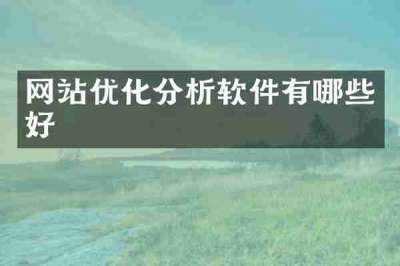 网站优化分析软件有哪些好