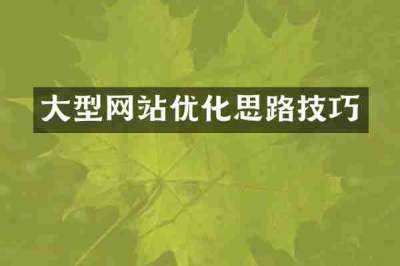 大型网站优化思路技巧