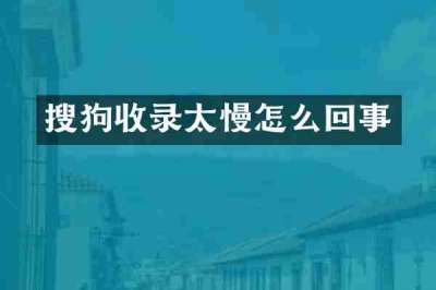 搜狗收录太慢怎么回事