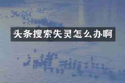 头条搜索失灵怎么办啊