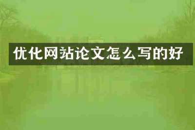 优化网站论文怎么写的好