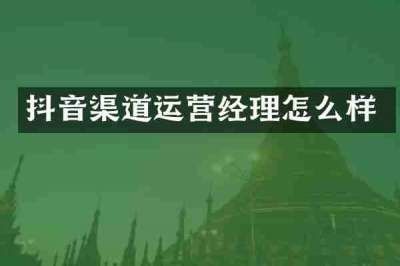 抖音渠道运营经理怎么样
