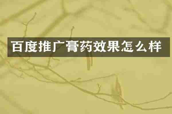 百度推广膏药效果怎么样