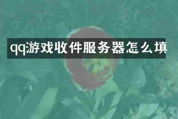 qq游戏收件服务器怎么填
