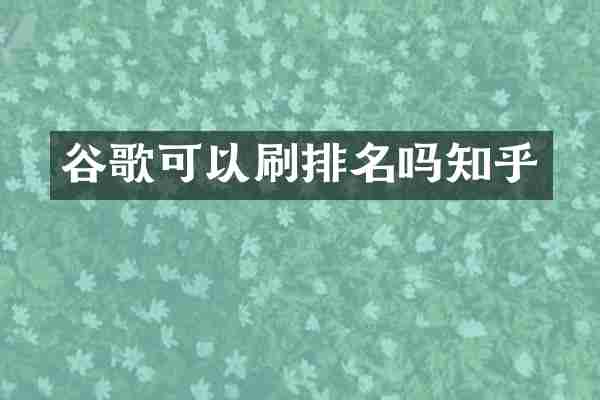 谷歌可以刷排名吗知乎
