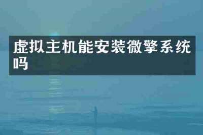 虚拟主机能安装微擎系统吗