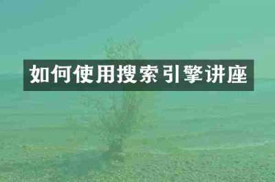 如何使用搜索引擎讲座