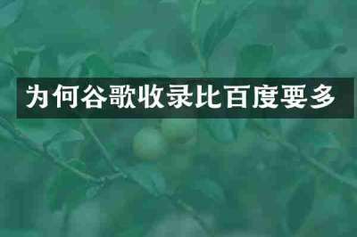 为何谷歌收录比百度要多