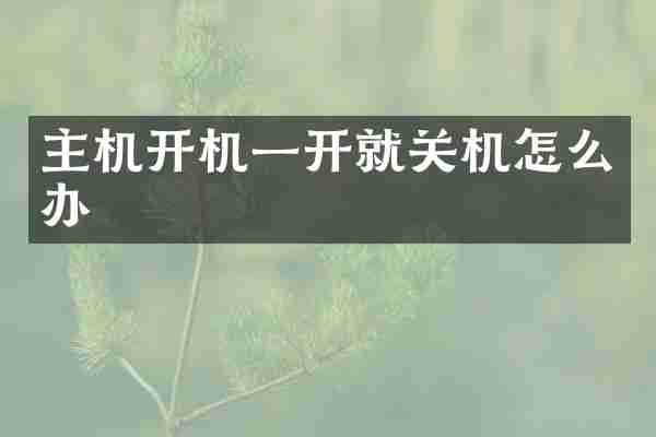 主机开机一开就关机怎么办