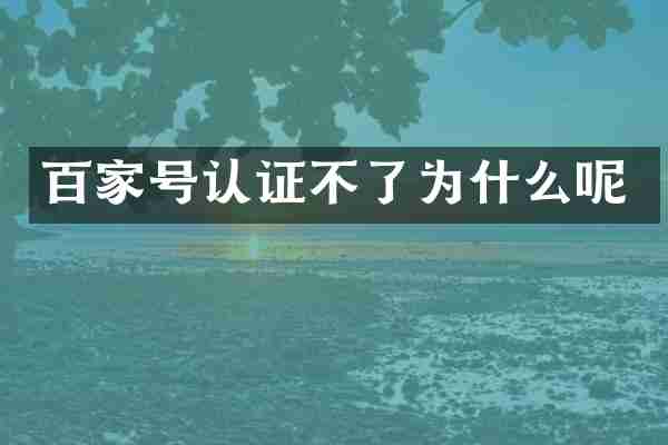 百家号认证不了为什么呢