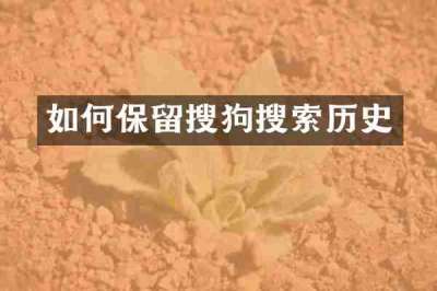 如何保留搜狗搜索历史