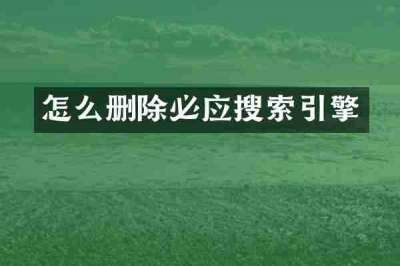 怎么删除必应搜索引擎