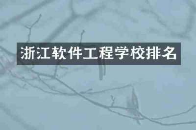 浙江软件工程学校排名