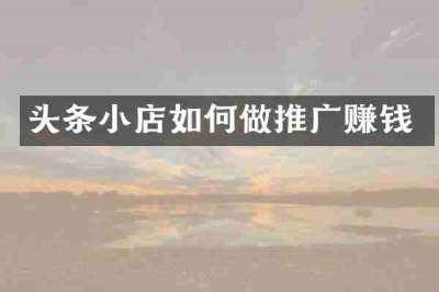 头条小店如何做推广赚钱
